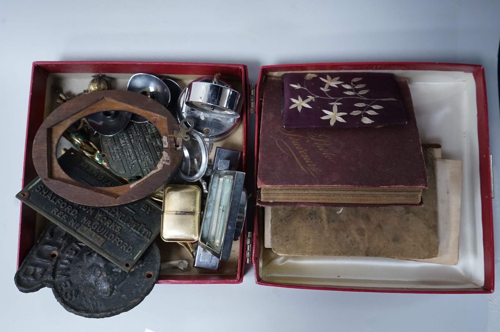 A group of various collectables to include timepieces, Danish metalware, firemark etc.